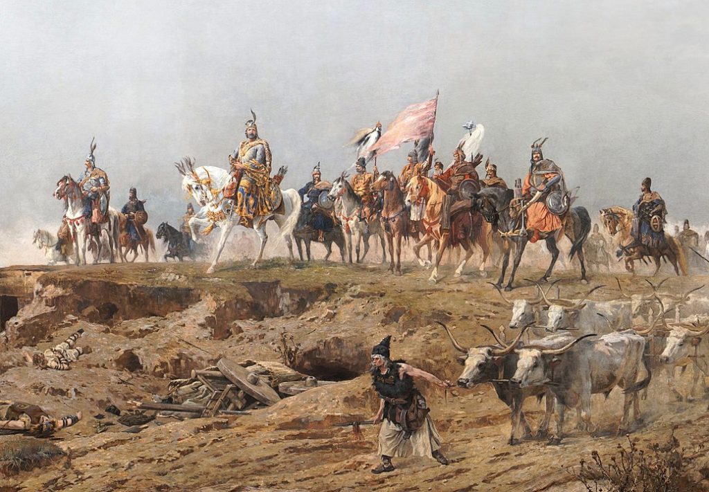 Árpád és a hét vezér a Feszty-körképről (Wikipédia)