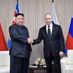 Kim Dzsongun és Putyin Észak-Korea észak-koreai Oroszország háború